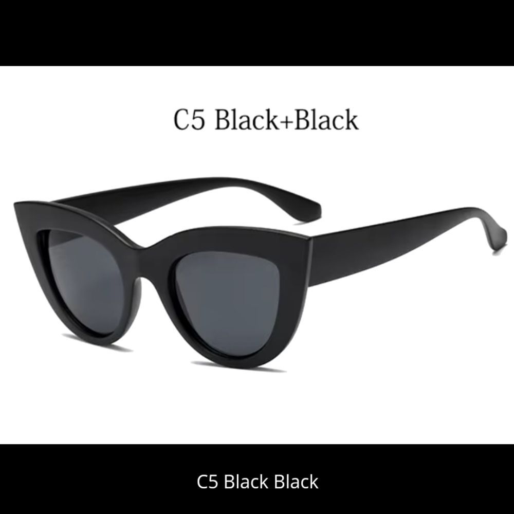 Black cat eye sunglasses pointed tip solid